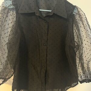Marc New York Black Polka Dot Blouse